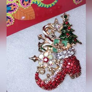 Red Crystal Elf Shoe Boot w/ Gifts Stuffed Inside